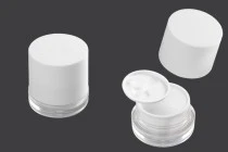Βάζο ακρυλικό 30 ml σε λευκό χρώμα με πλαστικό καπάκι, παρέμβυσμα και σπάτουλα