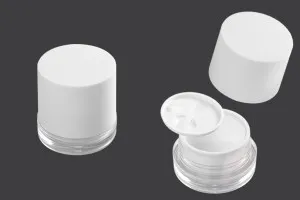 White 30ml acrylic jar with plastic cap, sealing disc and spatula-1