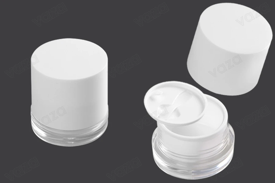 Pot en acrylique de 50 ml de couleur blanche avec couvercle en plastique, joint et spatule. Pot en acrylique de 50 ml de couleur blanche avec couvercle en plastique, joint et spatule.-εικόνα_προϊοντική