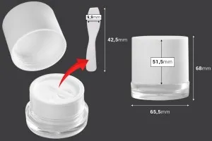 Βάζο ακρυλικό 50 ml σε λευκό χρώμα με πλαστικό καπάκι, παρέμβυσμα και σπάτουλα-2