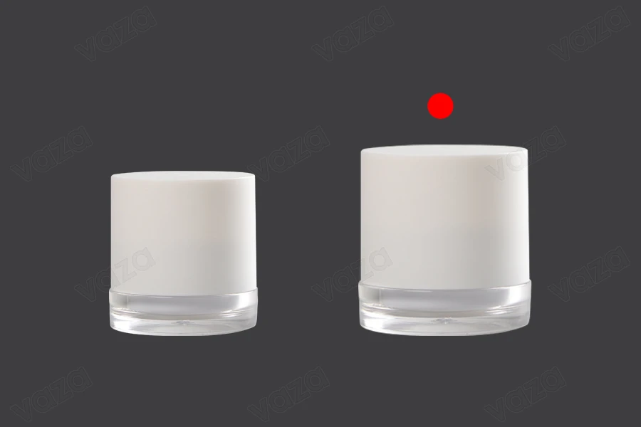 Pot en acrylique de 50 ml de couleur blanche avec couvercle en plastique, joint et spatule. Pot en acrylique de 50 ml de couleur blanche avec couvercle en plastique, joint et spatule.-εικόνα_σύνθεση