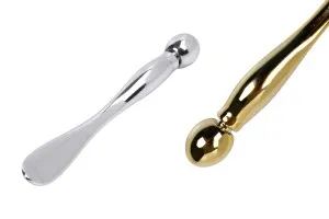 Spachtel für Cremes aus Kunststoff (ABS) 78 mm mit rundem Ende in Gold- oder Silberfarbe - 24 Stk