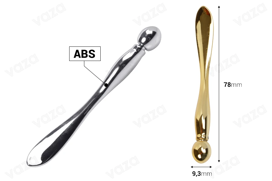 Spatul plastike për krem (ABS) 78 mm me majë të rrumbullakët në ngjyrë ari ose argjendi - 24 copë-imazh_dimensione