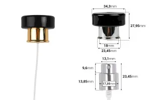 Set spray avec bouchon luxe noir pour flacons de parfum avec fermeture de sécurité à sertir 15 mm-2