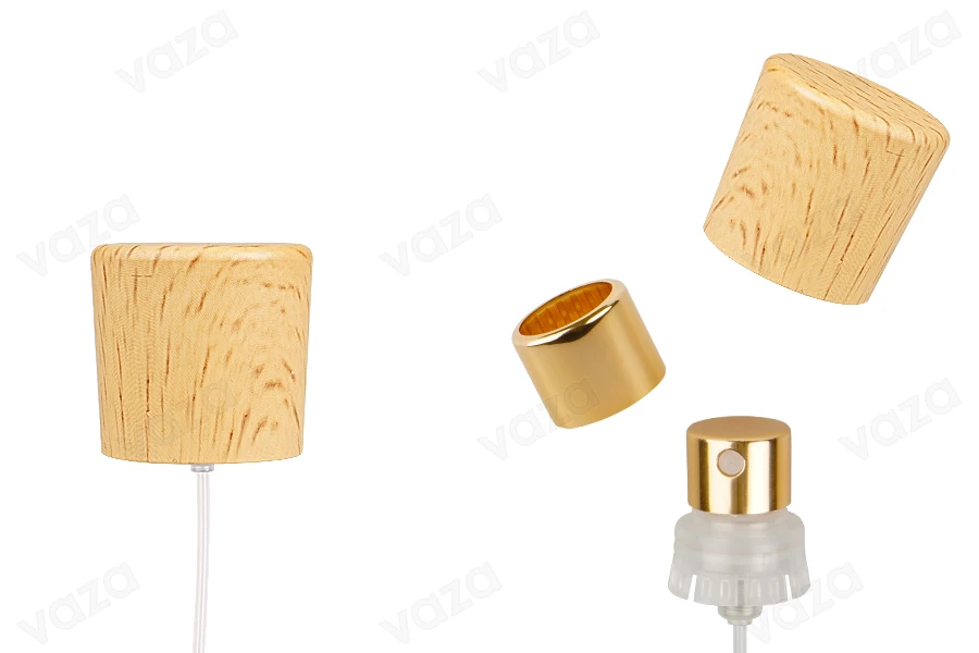 Tappo spray in legno per flaconi di profumo con chiusura di sicurezza a crimpare 15 mm Tappo spray in legno per flaconi di profumo con chiusura di sicurezza a crimpare 15 mm-immagine_prodotto