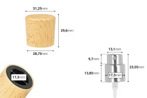 Bouchon vaporisateur en bois pour flacons de parfum avec fermeture de sécurité à sertir 15 mm-2