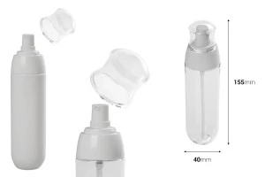 100ml PET bottle with white cream pump and transparent cap-2