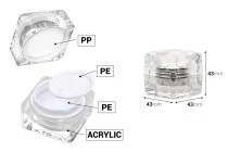 Βαζάκι πολυτελείας 15 ml για κρέμα, ακρυλικό με εσωτερικό παρέμβυσμα στο καπάκι και πλαστικό στο βάζο