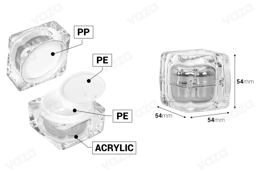 Vasetto di lusso da 30 ml per crema, in acrilico con guarnizione interna sul tappo e plastica nel vasetto-dimensioni_immagine