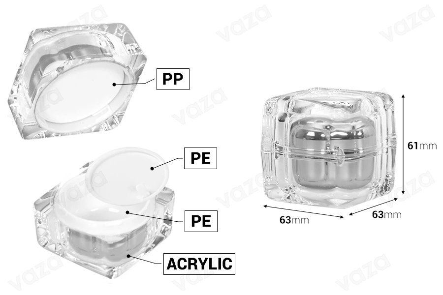 Βάζο πολυτελείας 50 ml για κρέμα, ακρυλικό με εσωτερικό παρέμβυσμα στο καπάκι και πλαστικό στο βάζο-εικόνα_διαστάσεις