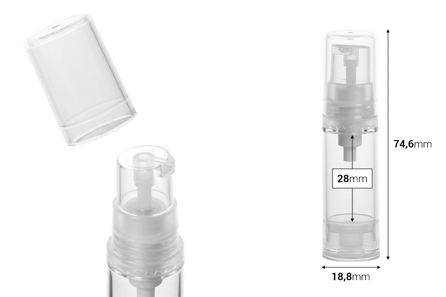 Σωληνάριο airless ακρυλικό για κρέμα 5 ml - 12 τμχ Σωληνάριο airless ακρυλικό για κρέμα 5 ml - 12 τμχ
