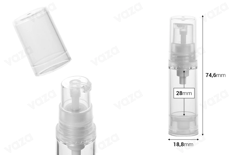 Tubo airless in acrilico da 5 ml per creme  - 12 pezzi-dimensioni_immagine