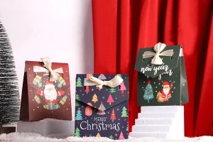 Christmas gift paper bag 115x55x145 mm with ribbon - 10 pcs-6