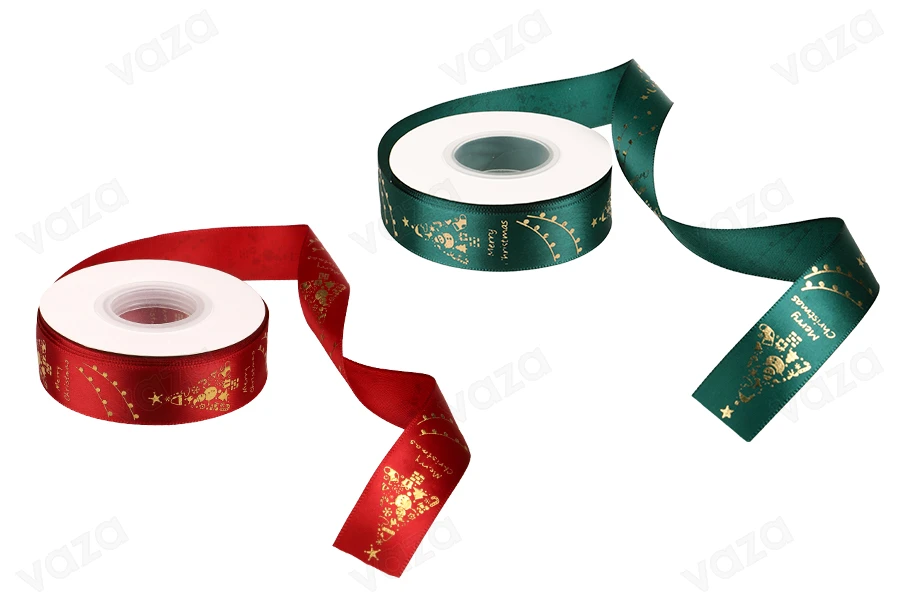 Weihnachtsband 25 mm x 22,86 m, erhältlich in Rot und Grün Weihnachtsband 25 mm x 22,86 m, erhältlich in Rot und Grün-produktbild