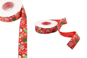 Red Christmas ribbon 25mm x 22.86 m-1