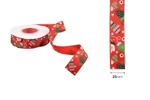 Red Christmas ribbon 25mm x 22.86 m-2