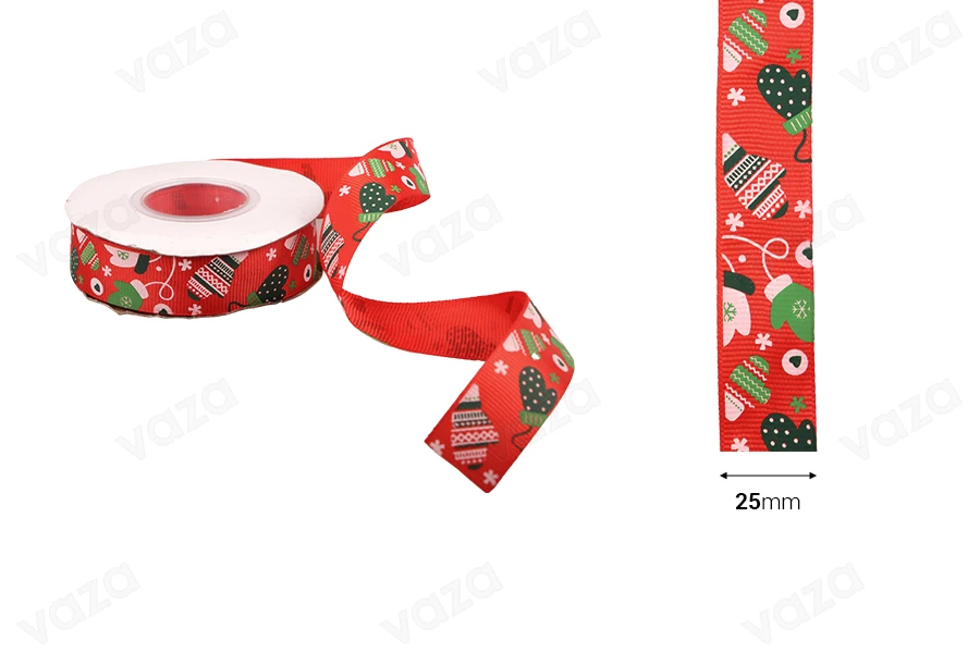 Ruban de Noël rouge 25 mm x 22,86 m Ruban de Noël rouge 25 mm x 22,86 m-photo_dimensions