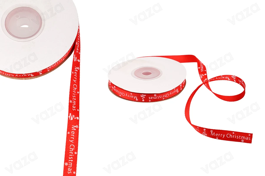 Rotes Weihnachtsband 10 mm x 22,86 m-produktbild