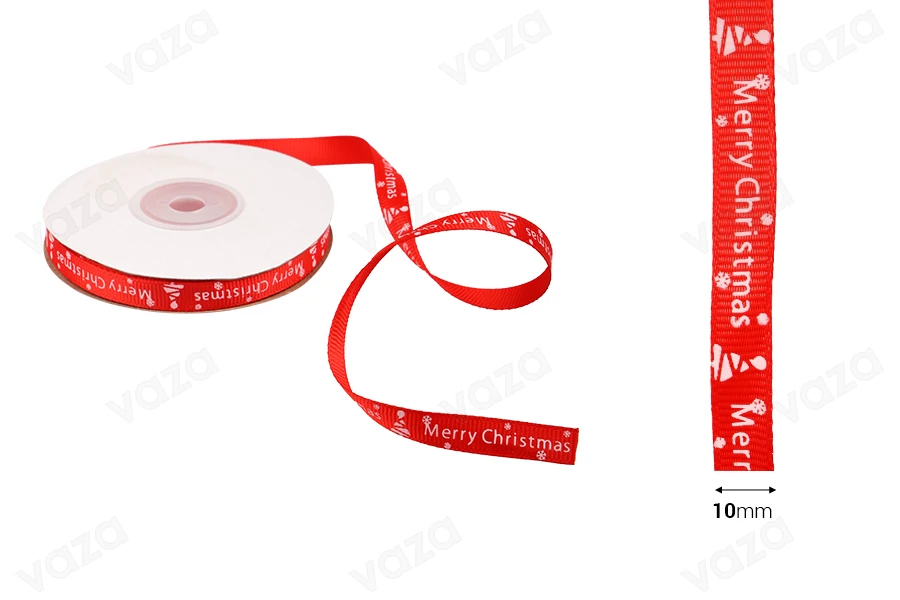 Rotes Weihnachtsband 10 mm x 22,86 m-bildabmessungen