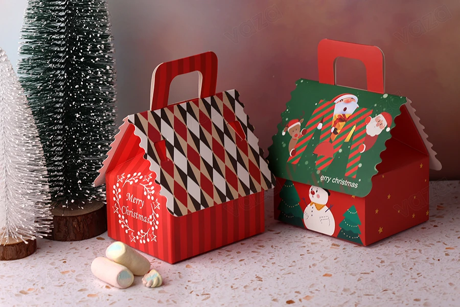 Weihnachtliche Papierbox mit Griff für Geschenke 100x100x100 mm - 25 Stück Weihnachtliche Papierbox mit Griff für Geschenke 100x100x100 mm - 25 Stück-εικόνα_σύνθεση