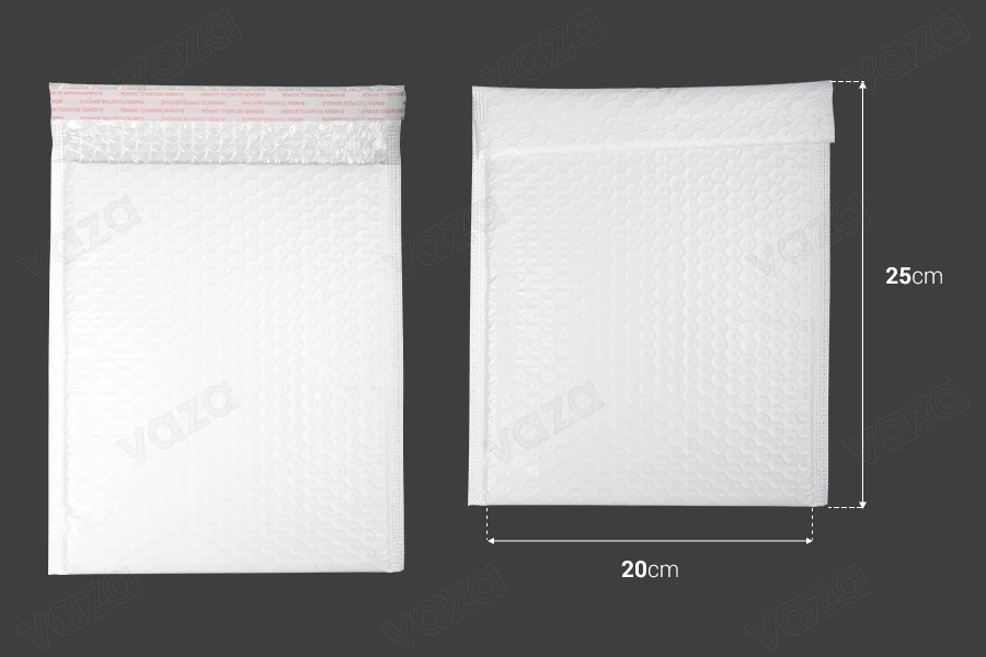 Φάκελοι με αεροπλάστ 20x25 cm σε λευκό ματ χρώμα - 10 τμχ-εικόνα_διαστάσεις