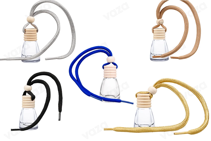 Auto Parfümflasche 4 ml konisch mit Holzdeckel und Deckel - in 25 Stk-εικόνα_σύνθεση