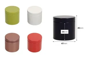 Boîte de rangement en métal 47x45 mm cylindrique de différentes couleurs-2