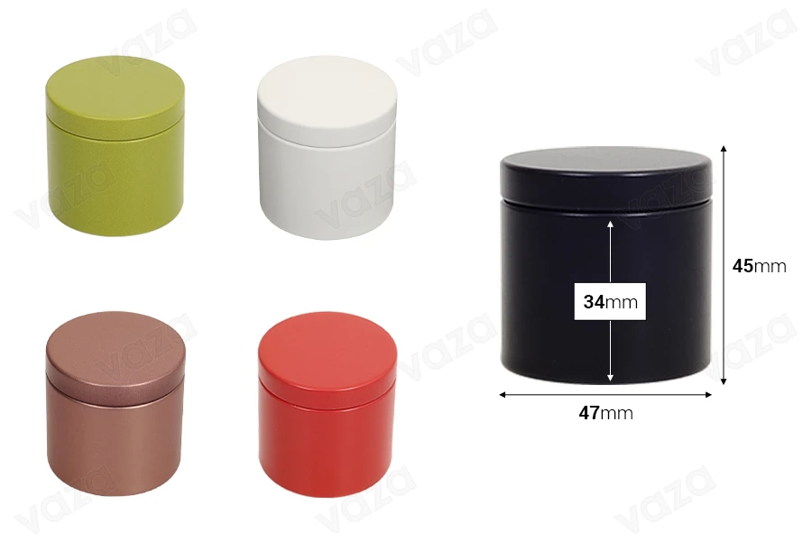 Κουτί αποθήκευσης μεταλλικό 47x45 mm κυλινδρικό σε διάφορα χρώματα-εικόνα_διαστάσεις