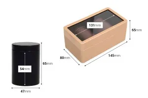 SET - Étui en cuir (145x80x65 mm) avec fenêtre et boîtes de rangement en métal (47x65 mm)-2
