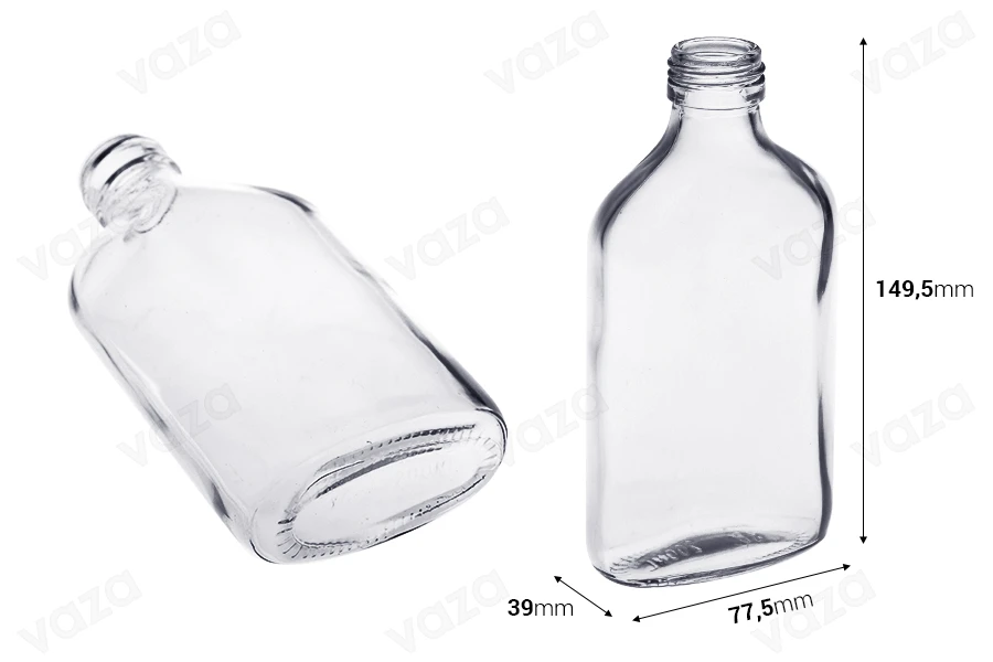 Glasflasche 200 ml in Flachkolbenform-bildabmessungen