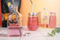 Glasflasche 200 ml in Flachkolbenform