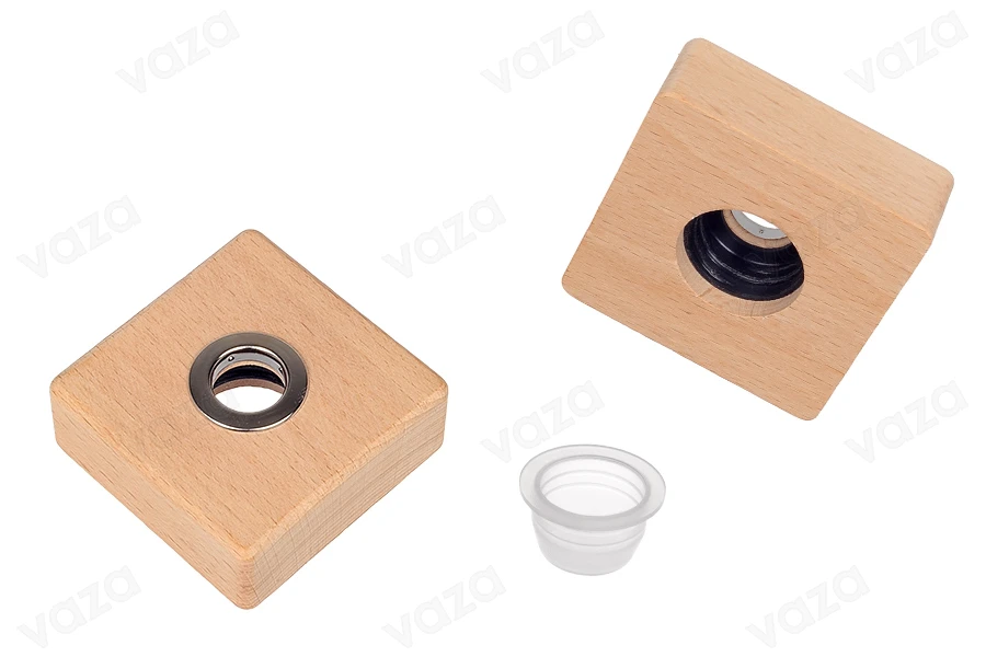 Tappo quadrato in legno per flacone profumatore d'ambiente PP28 con fessura per bastoncini e tappo Tappo quadrato in legno per flacone profumatore d'ambiente PP28 con fessura per bastoncini e tappo-immagine_prodotto