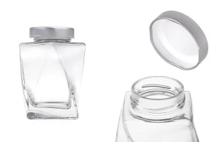Βάζο γυάλινο 360 ml με ασημί καπάκι - 6 τμχ-1