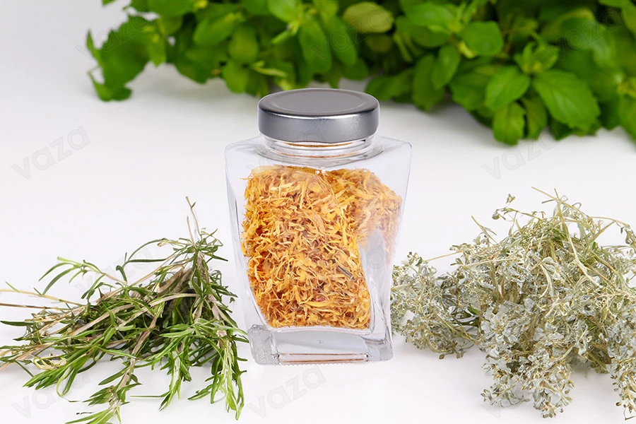 Βάζο γυάλινο 360 ml με ασημί καπάκι - 6 τμχ-εικόνα_σύνθεση