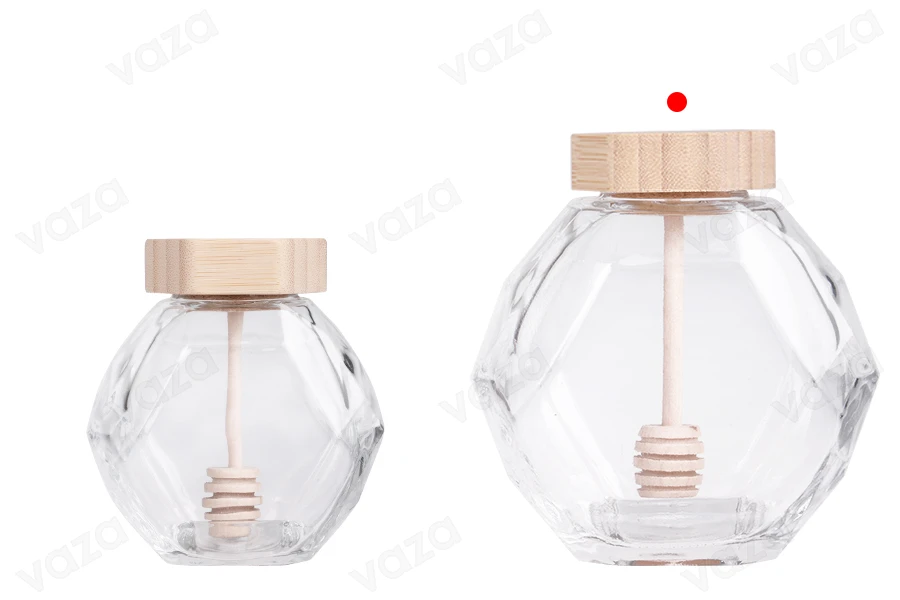 Γυάλινο βάζο 380 ml με ξύλινο φελλό και dipper για μέλι Γυάλινο βάζο 380 ml με ξύλινο φελλό και dipper για μέλι-εικόνα_σύνθεση