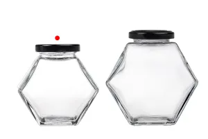 Βάζο γυάλινο 200 ml εξάγωνο με μαύρο καπάκι - 6 τμχ-5