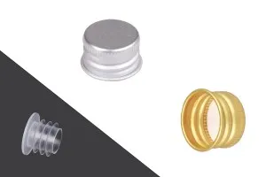 Bouchon en aluminium pré-vissé (PP18) avec liner et capuchon en plastique-1