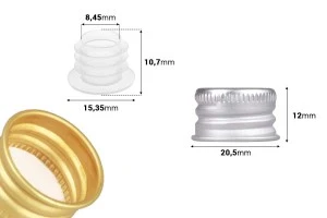 Bouchon en aluminium pré-vissé (PP18) avec liner et capuchon en plastique-2