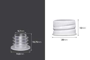 Bouchon en aluminium pré-vissé (PP18) blanc avec liner et capuchon en plastique-2