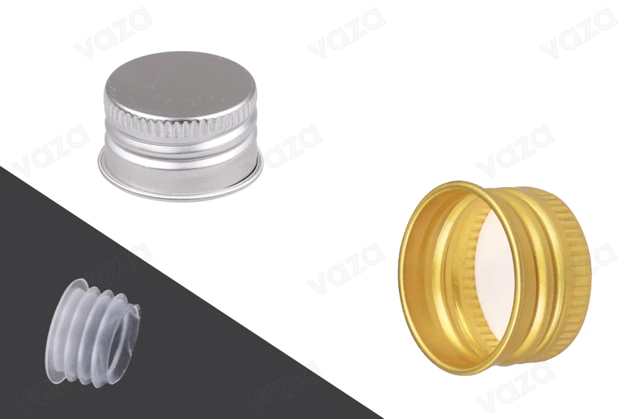 Capuchon en aluminium PP24 de couleur mate argent ou or et capuchon en plastique - 6 pcs Capuchon en aluminium PP24 de couleur mate argent ou or et capuchon en plastique - 6 pcs-photo_produit