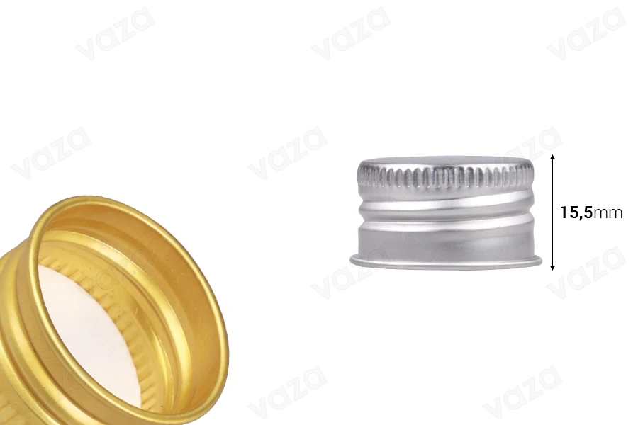Capuchon en aluminium PP24 de couleur mate argent ou or et capuchon en plastique - 6 pcs Capuchon en aluminium PP24 de couleur mate argent ou or et capuchon en plastique - 6 pcs-photo_dimensions