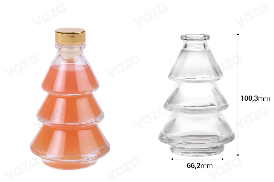 Γυάλινο μπουκάλι 100 ml σε σχήμα δέντρου-εικόνα_διαστάσεις