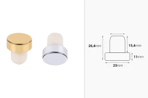 Silicone synthetic cork Φ15.5 with silver or gold head - 6 pcs-2