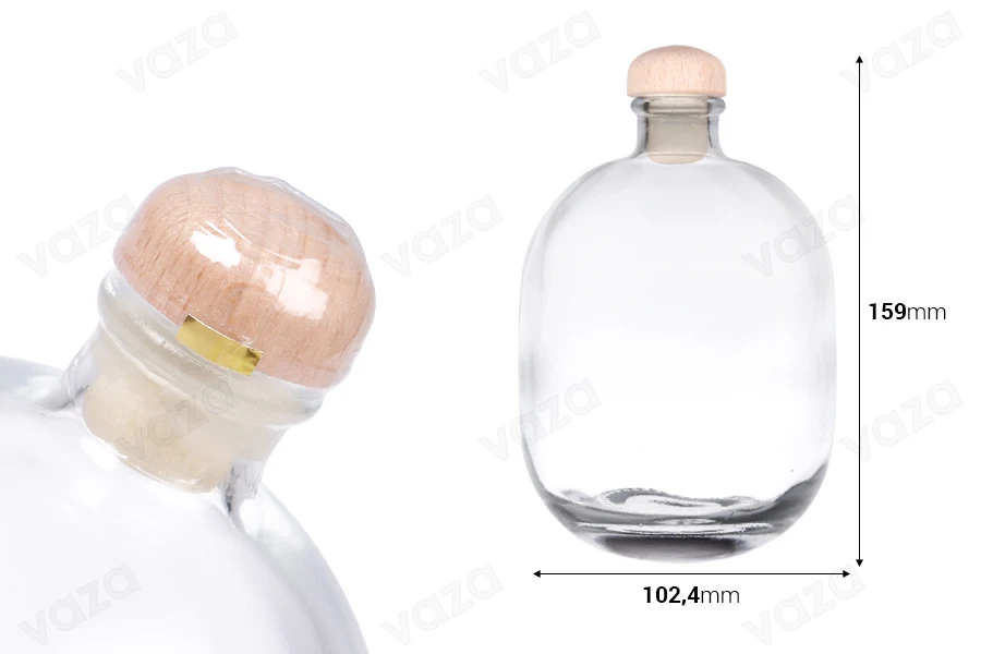 Κομψό μπουκάλι 500 ml με φελλό και καψύλιο-εικόνα_διαστάσεις