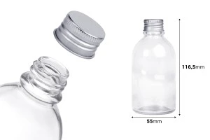 Flacon rond en verre 100ml avec bouchon en aluminium - 6 pcs-2
