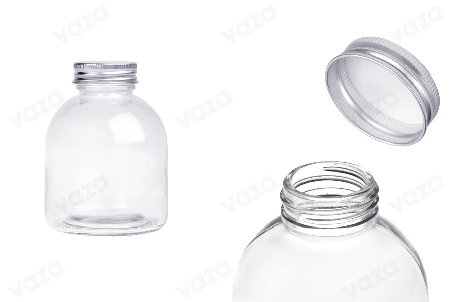 Shishe qelqi 300 ml transparente me kapak alumini - 6 copë-imazh_produkt