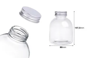 Glasflasche 300ml transparent mit Aluminiumverschluss - 6 Stk-2