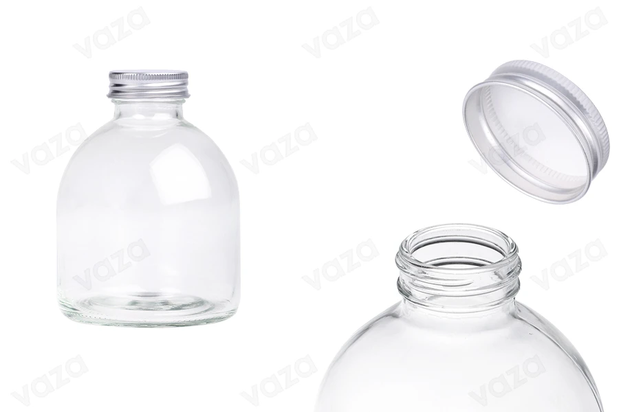 Flacon en verre 500 ml transparent avec bouchon en aluminium - 6 pcs-photo_produit