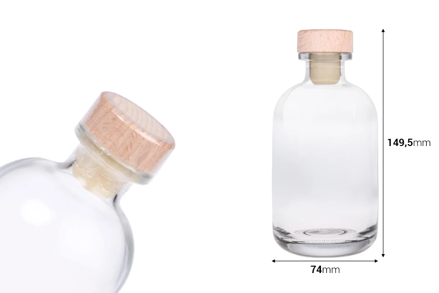 Γυάλινο μπουκάλι 250 ml με φελλό και καψύλιο