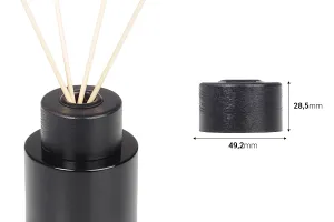 Ξύλινο καπάκι σε μαύρο χρώμα για μπουκάλι αρωματικού χώρου PP28 με τάπα και υποδοχή για sticks-2
